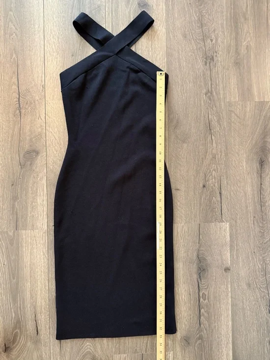 Babaton Black Cross Strap Midi Dress Size Small Bodycon Minimalist Chic - Picture 6 of 9